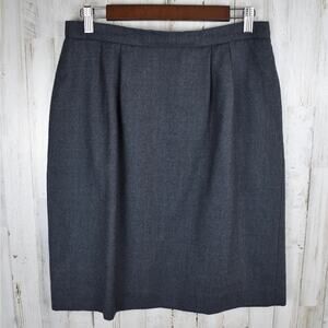 Vintage Lands' End Gray Wool Skirt Women's Fits 10/30 Petite Preppy Academia